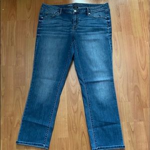 Mid rise, straight leg jeans